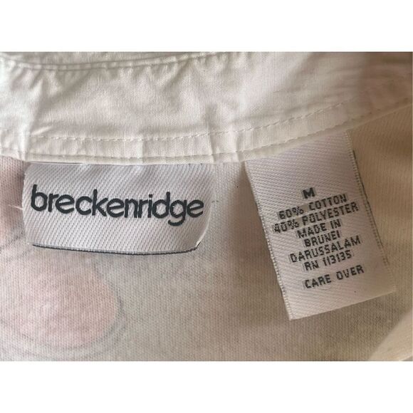 Breckenridge Resort Beach Flip Flop Print Short Cotton Blend Collared Shirt Sz M - Picture 3 of 3